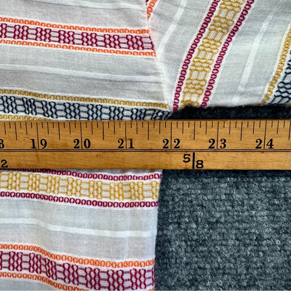 Sundance cotton top M button up long sleeve embroidered striped windowpane shirt - Picture 8 of 10